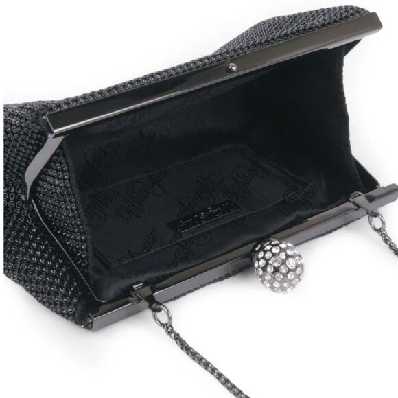 Whiting & Davis Black Shimmer Crystal Ball Clutch/Wristlet Bag. Black Tie - Picture 3 of 10